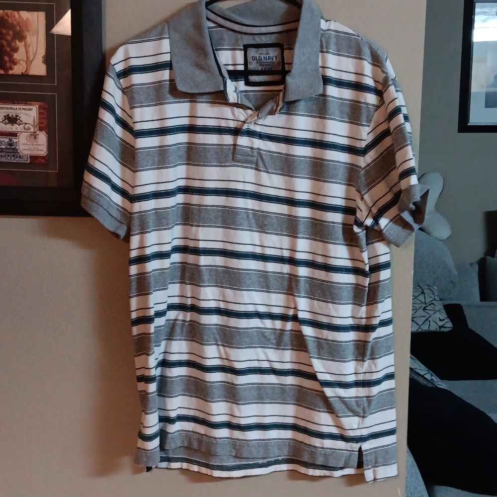 Old Navy Men's Striped Polo Shirt Size Large